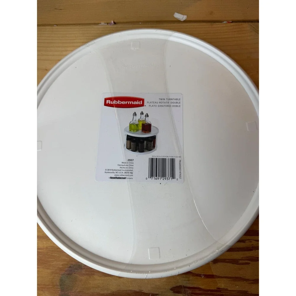Rubbermaid Twin Turntable 2937 White 2 Tier Lazy Susan Spice Rack Organizer 10.5